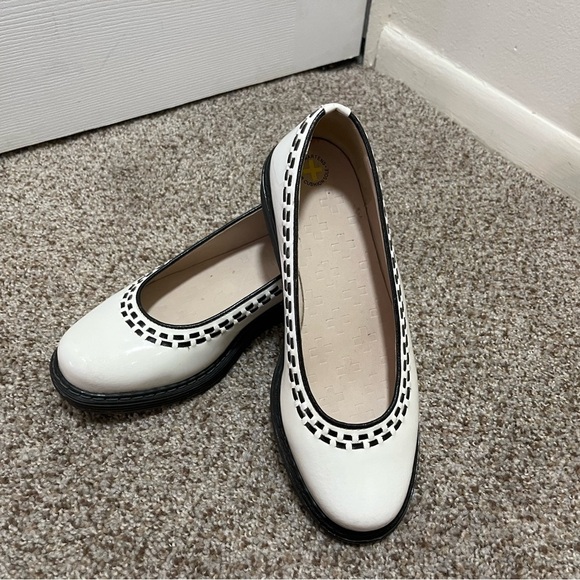 Dr. Martens Shoes - Dr. Martens Black and White Flats with Elegant Trim